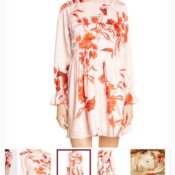 NWT - Ted Baker London Fantasia Lace Trim Mini Dress in Size 3 (US 8) - Picture 4 of 12